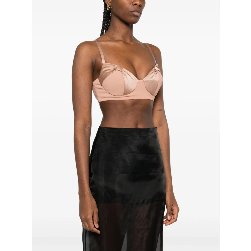 Elisabetta Franchi Nude Top met Stijlvol Ontwerp Pink Dames