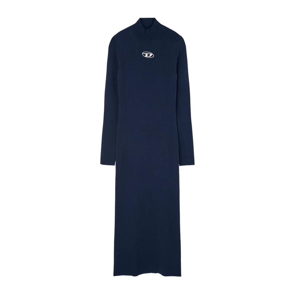 Diesel Blauwe Geribbelde Stretch Jurk Blue Dames