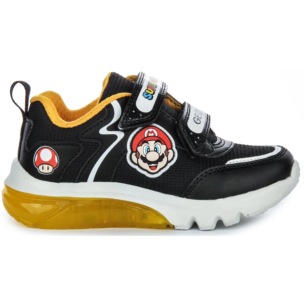 Geox Boys Multicolor Super Mario Kids Mesh Trainers Black Yellow - Kids Sneakers - 34 Eu - Kids