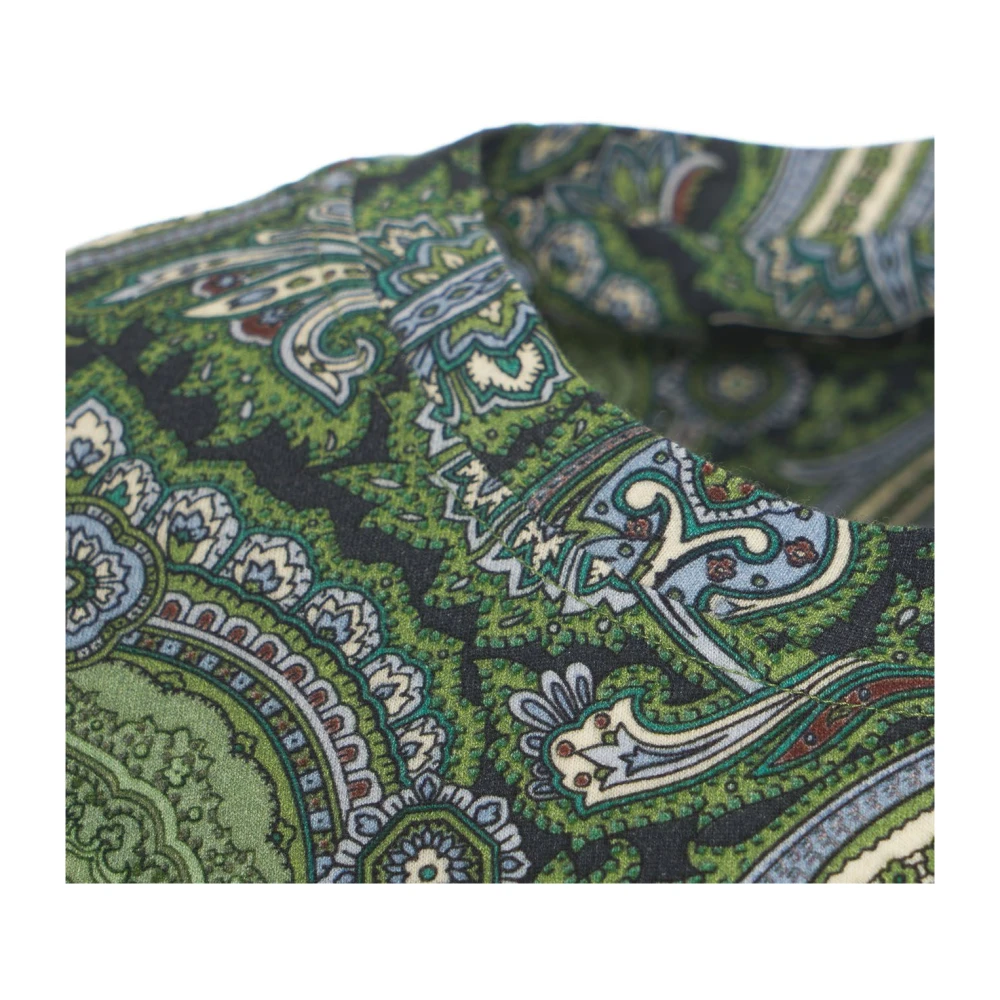 ETRO Paisley Print Crew Neck T-shirt Green Heren