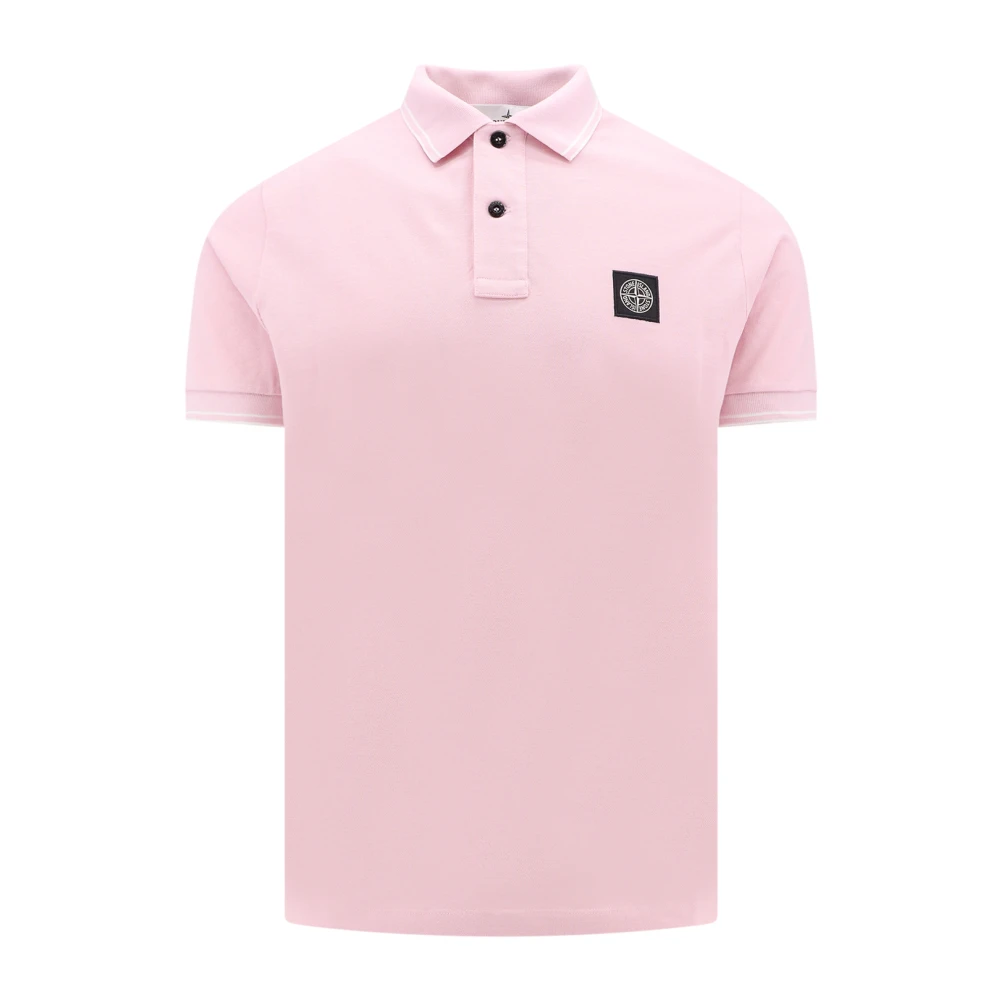 Stone Island Roze Gestreept Kraag T-Shirt Pink Heren