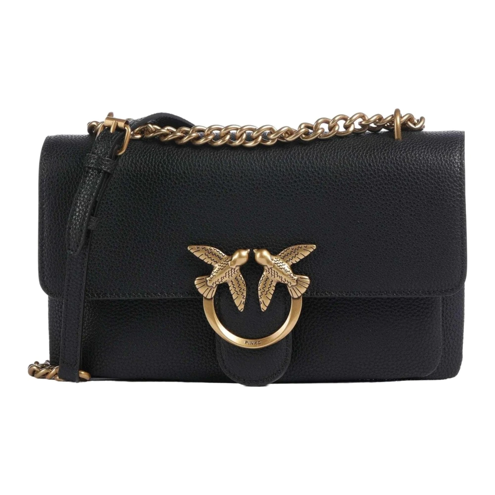 pinko Leren Handtas Stijl A29Q Black Dames