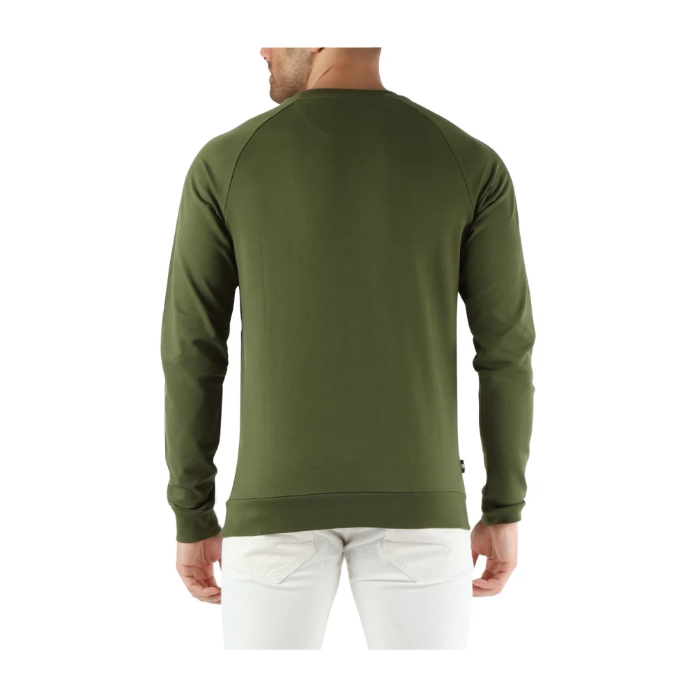 Aquascutum Katoenen Crewneck Active Pocket Sweatshirt Green Heren