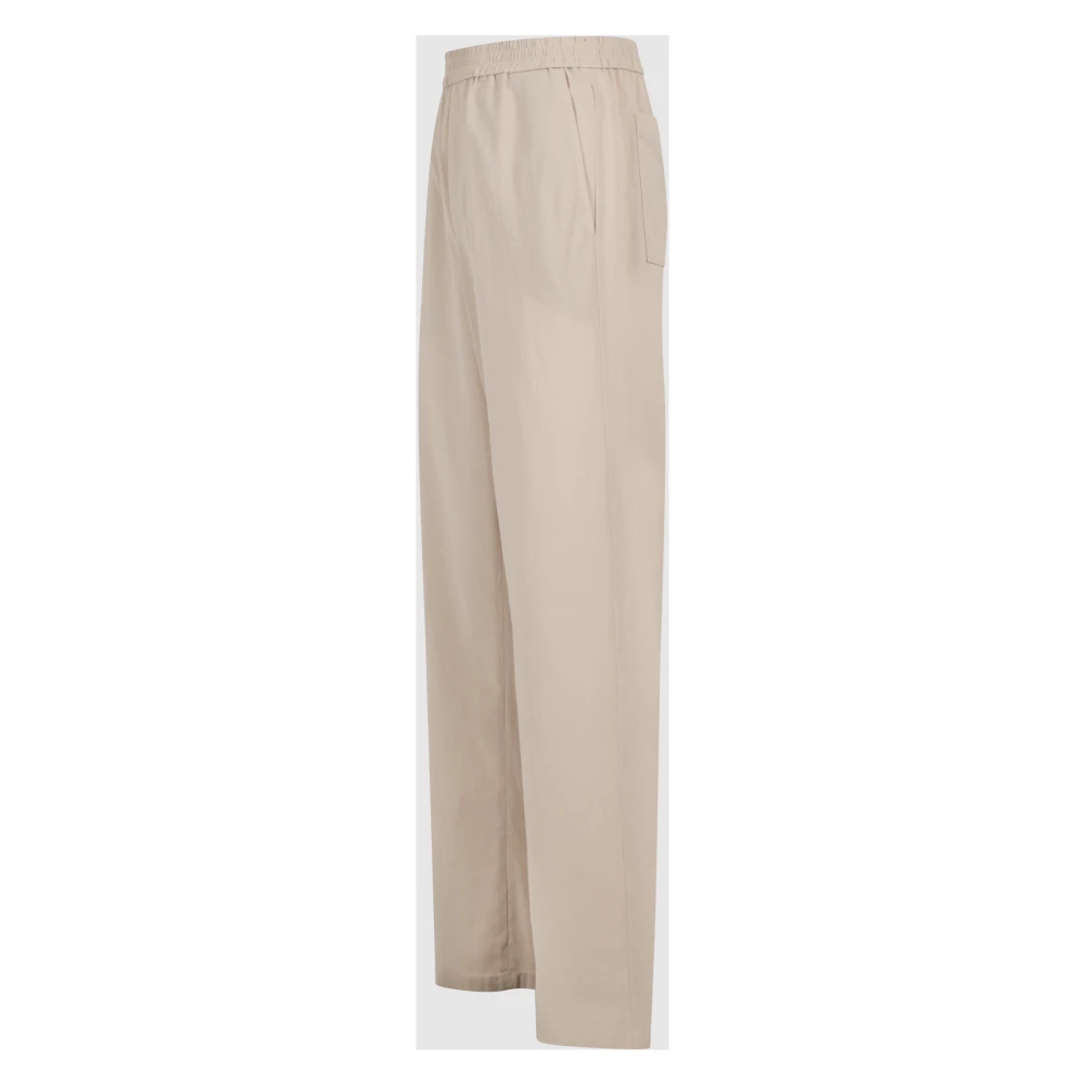 Ami Paris Wijde Pijpen Hoge Taille Katoenen Broek Beige Heren
