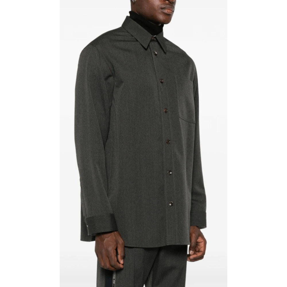 Gucci Grijs Wollen Overhemd Twill Weving Gray Heren