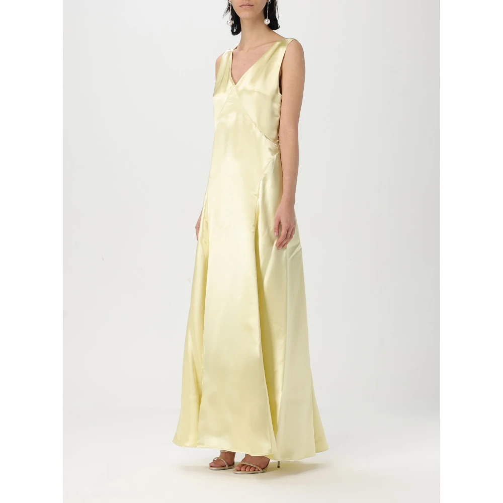 Philosophy di Lorenzo Serafini Satijnen Viscose Jurk Yellow Dames