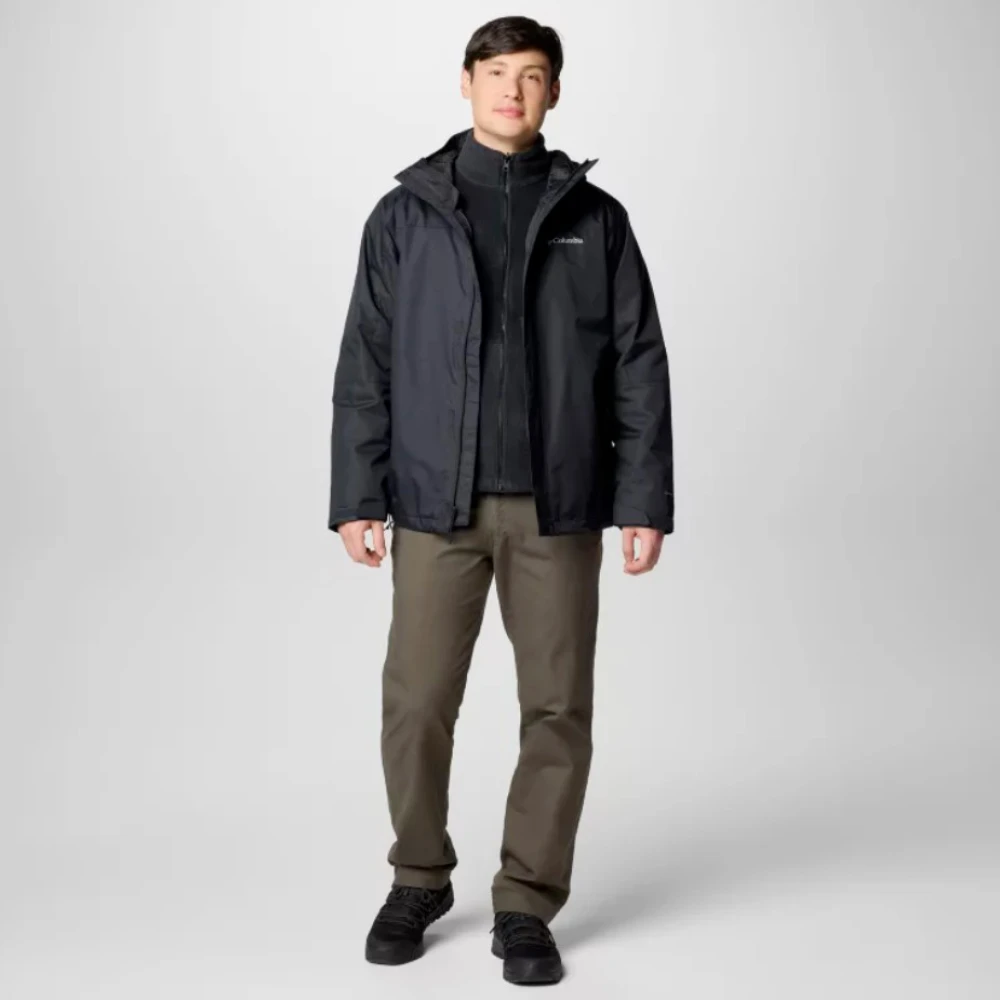 Columbia Zwarte Waterdichte Uitwisselbare Jas met Fleece Voering Black Heren