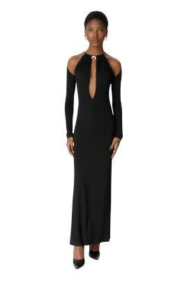 Draped Långärmad Maxi Klänning