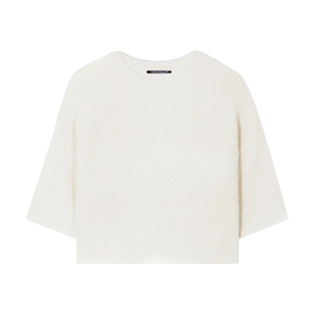 LUISA CERANO Zachte Alpaca Mix Cropped Sweater Beige Dames