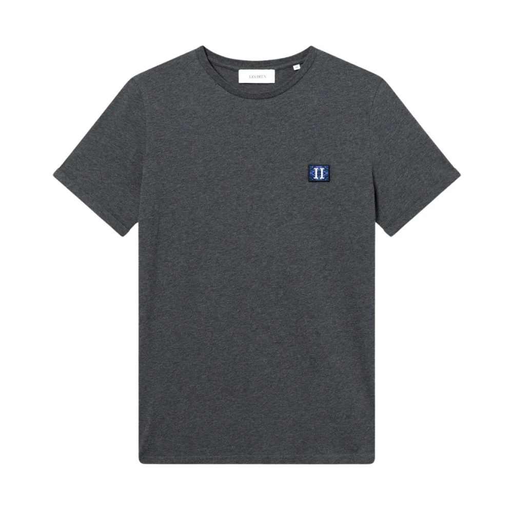 Les Deux Katoenen T-shirt met logopatch Gray Heren