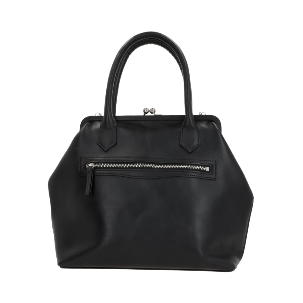 Y-3 Zwarte leren handtas met zilveren hardware Black Dames