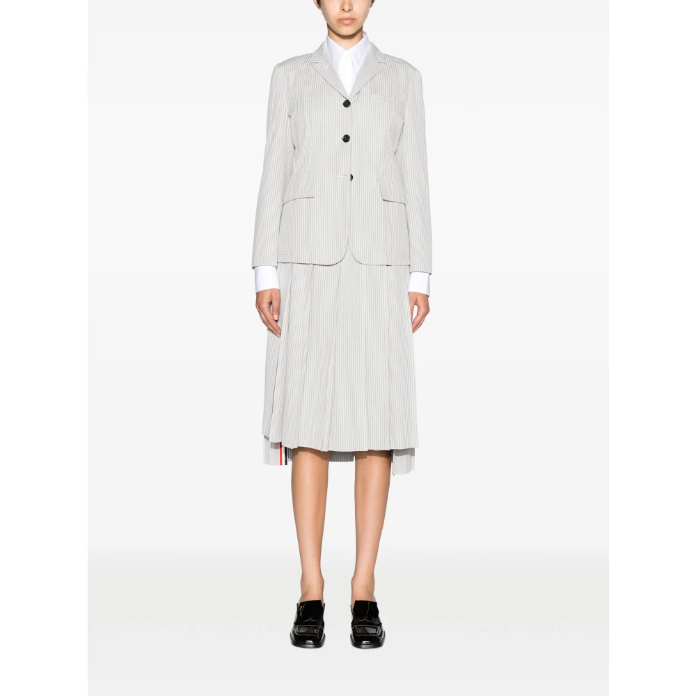 Thom Browne 4-Gestreepte Poplin Punt Kraag Shirt White Dames