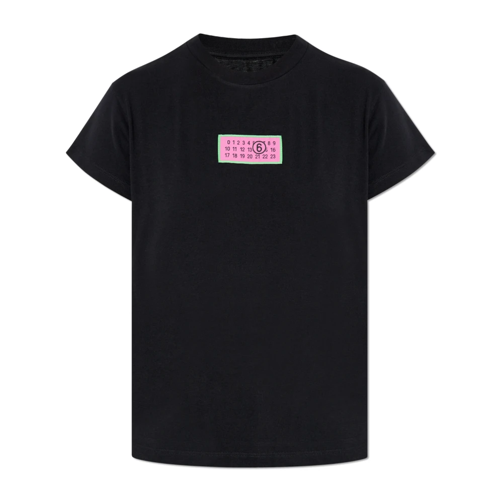 MM6 Maison Margiela Zwarte Katoenen Jersey Logo T-shirt Black Heren