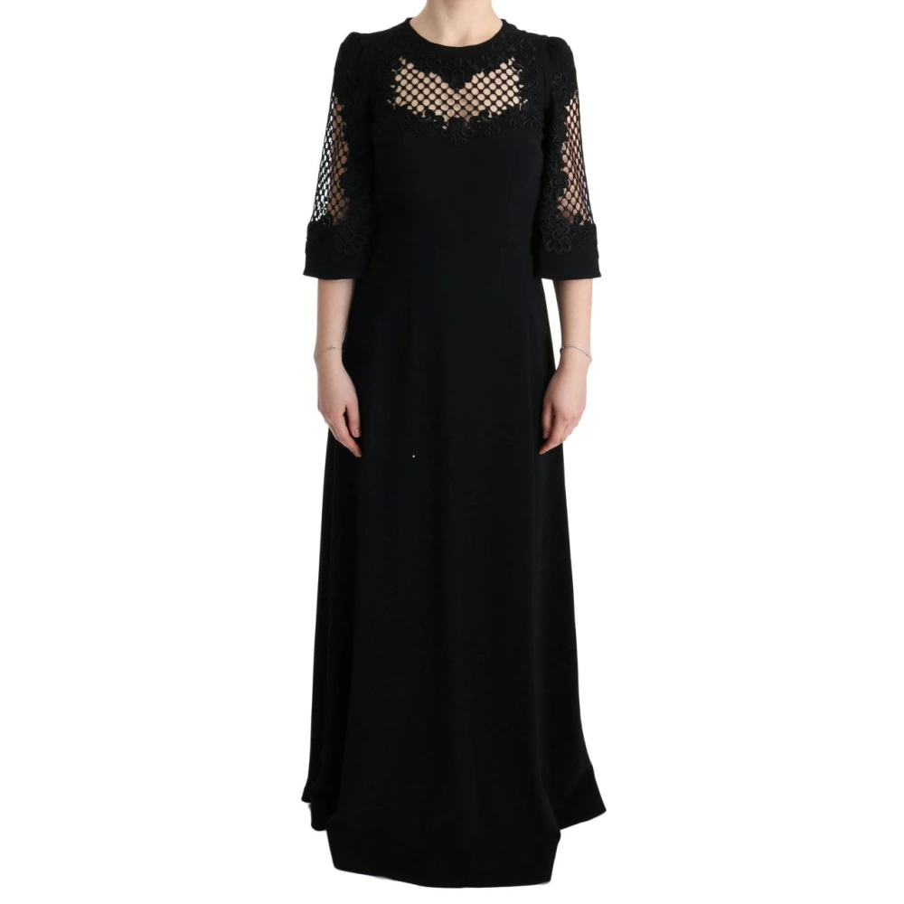 Dolce & Gabbana Zwart Bloemen Maxi Jurk Black Dames