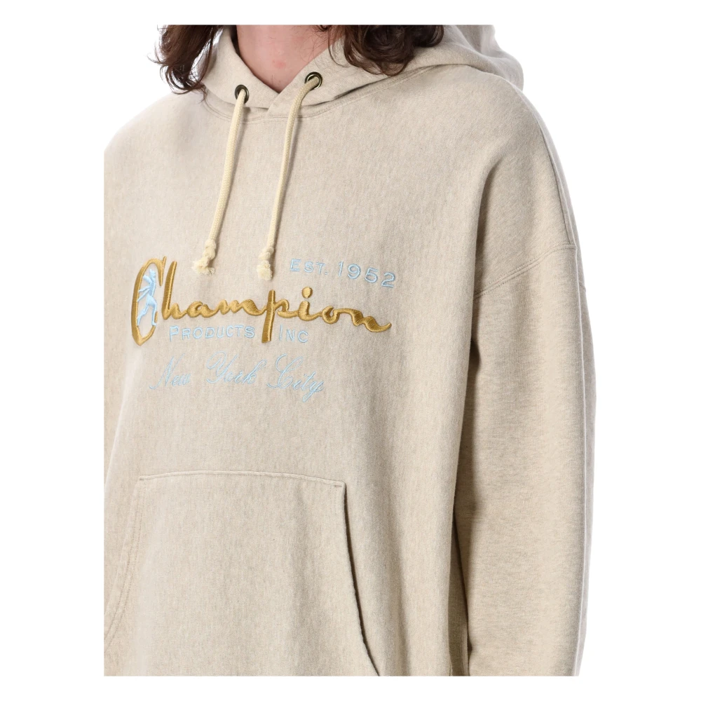 Champion Grijze Melange Gebreide Trui Archief Hoodie Gray Heren