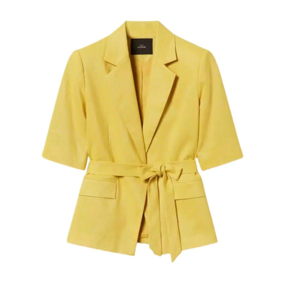 Twinset Women's Yellow Actitude Linen Blend Blazer - Blazers - S - Jackets