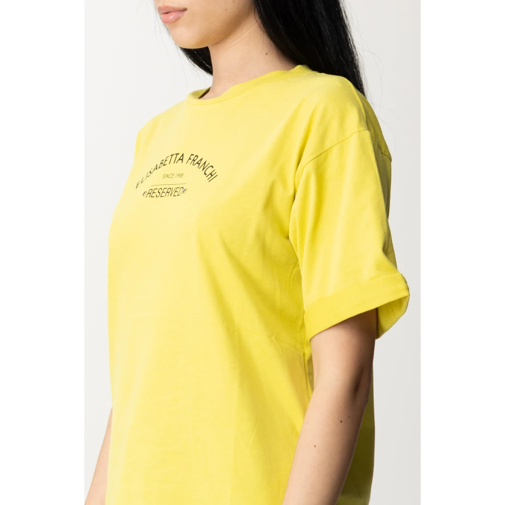 Elisabetta Franchi Gele Sweaters met Opgestikte Mouwen Yellow Dames
