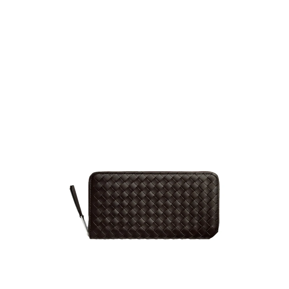 Bottega Veneta Bruin Leren Ritsportemonnee Black Heren