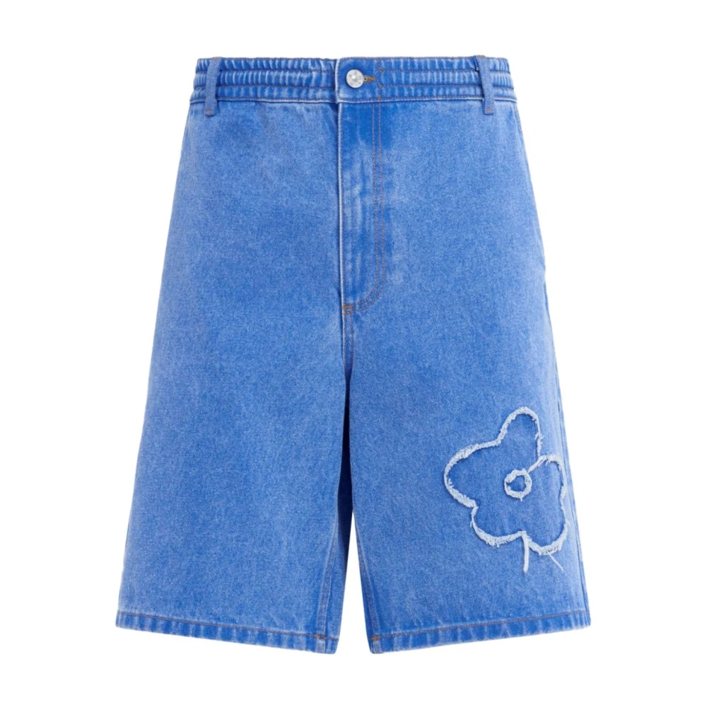 Marni Denim shorts met bloemenmotief Blue Heren