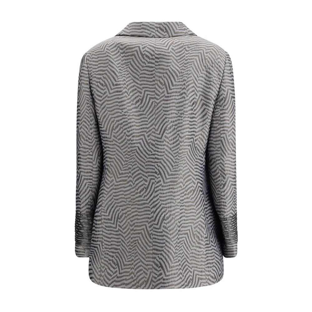 Giorgio Armani Gestreepte Geborduurde Blazer met Zakken Gray Dames