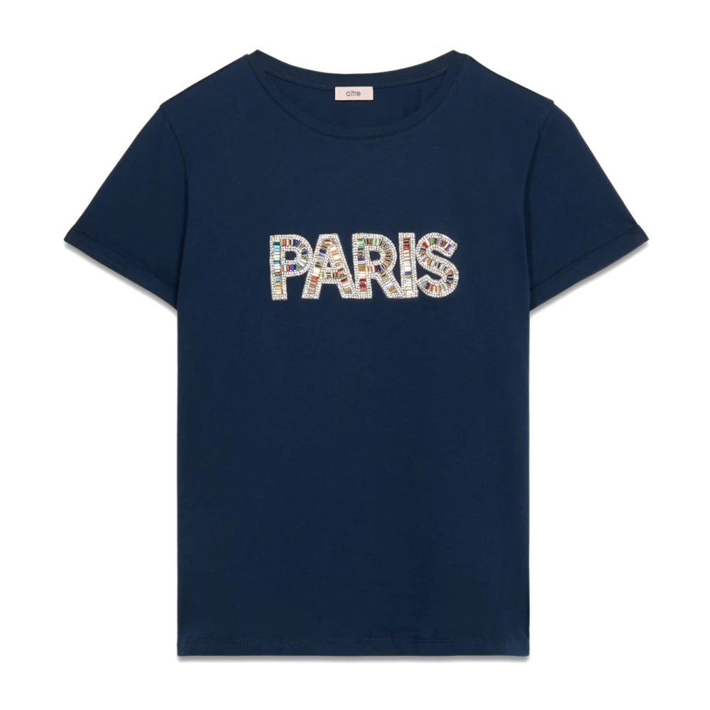 Oltre T-shirt in jersey met sieradenapplicatie Blue Dames
