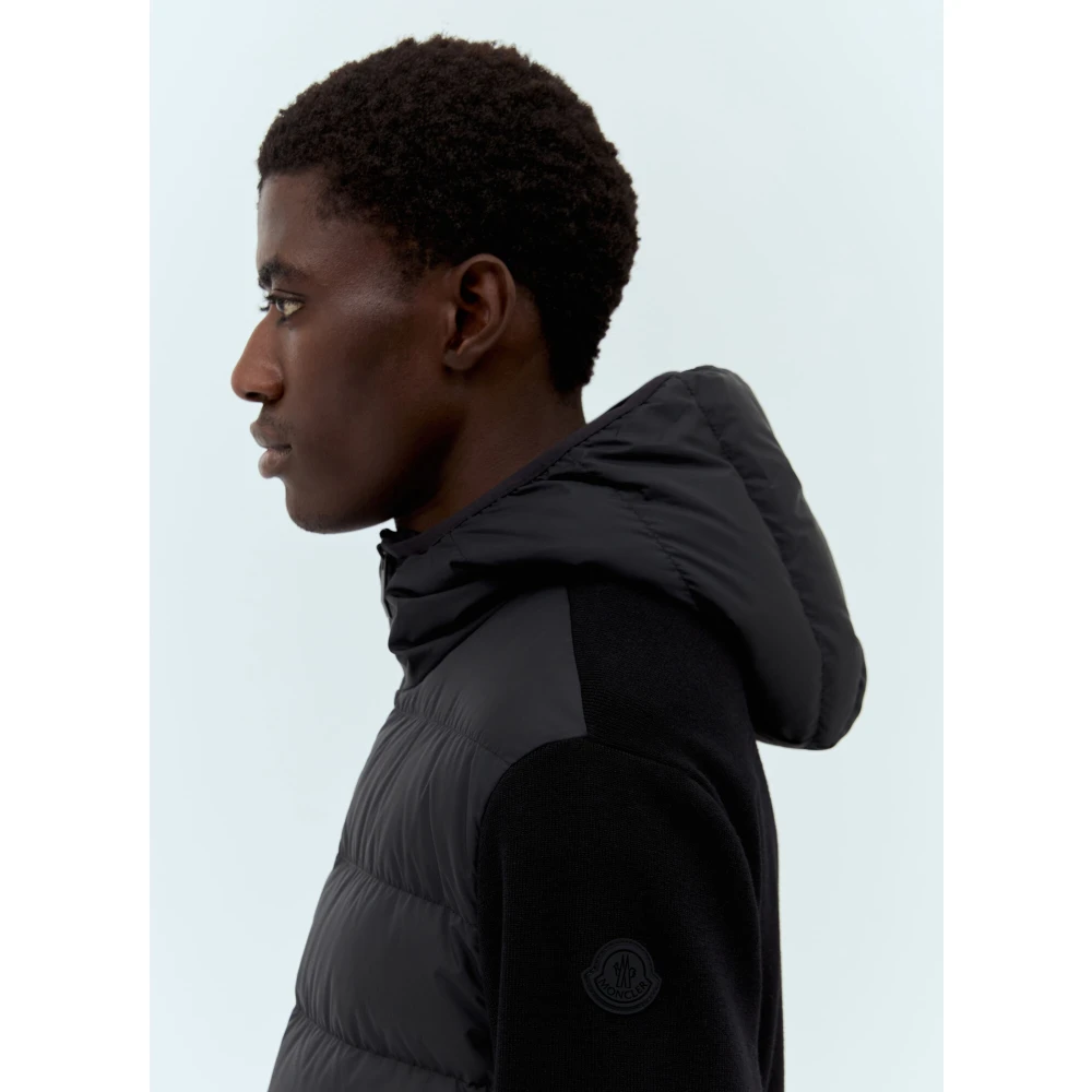 Moncler Gewatteerde Hoodie met Rits Black Heren