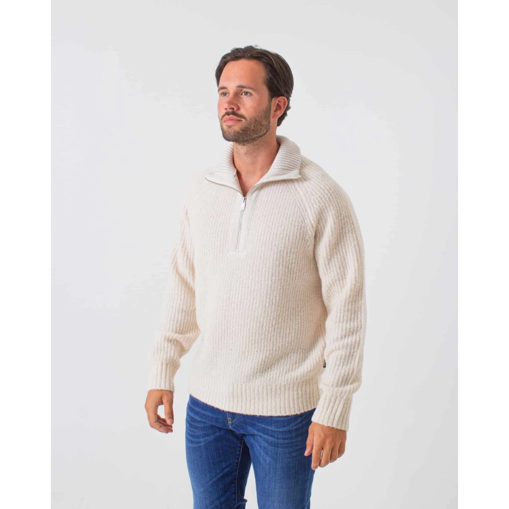 Boss Half Zip wollen trui Ebrezzo White Heren