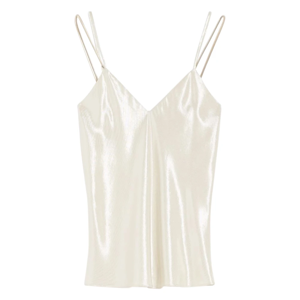 Max Mara Women's Beige Sleeveless Tops, Xs, Top Canottiera