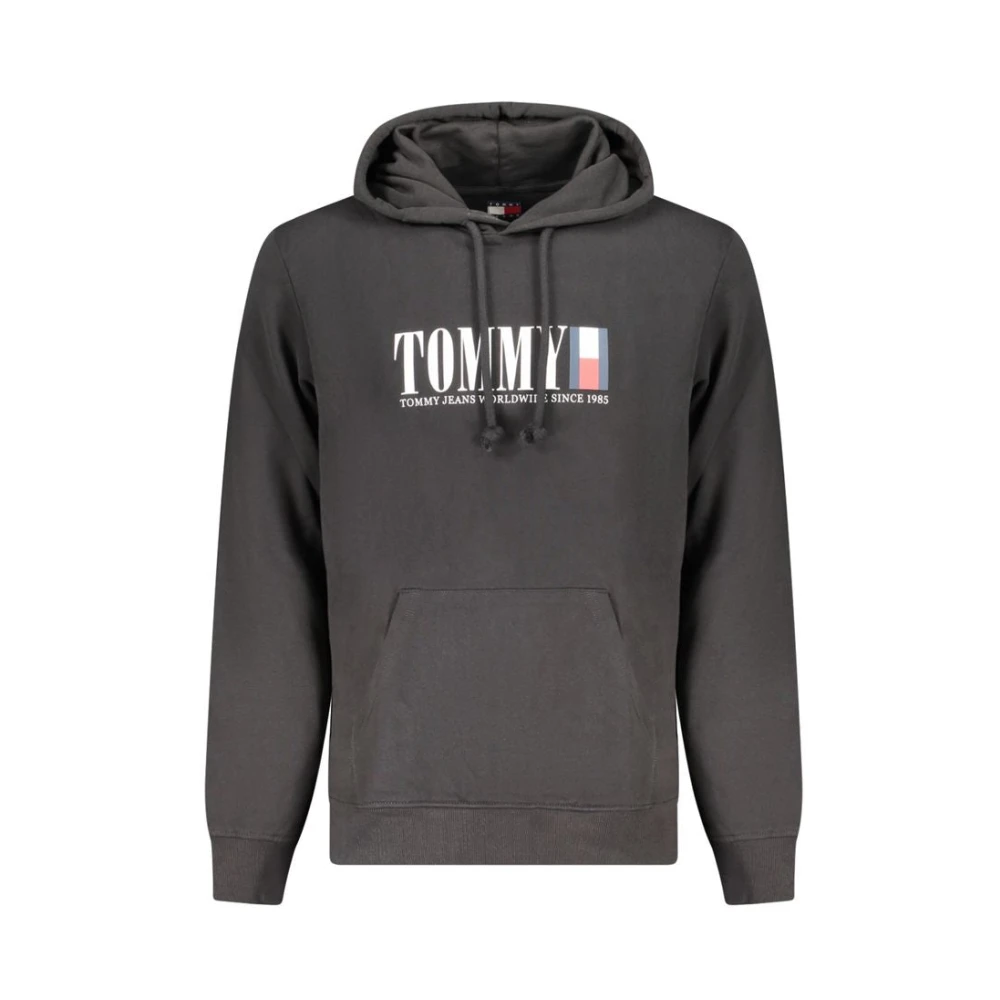 Tommy Hilfiger , Hoodies, Male, Black, Xl, Cotton Hooded Sweatshirt