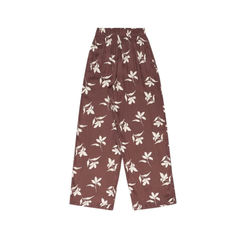 The New Society Petal Bloom Wide-Legged Pants Brown Dames