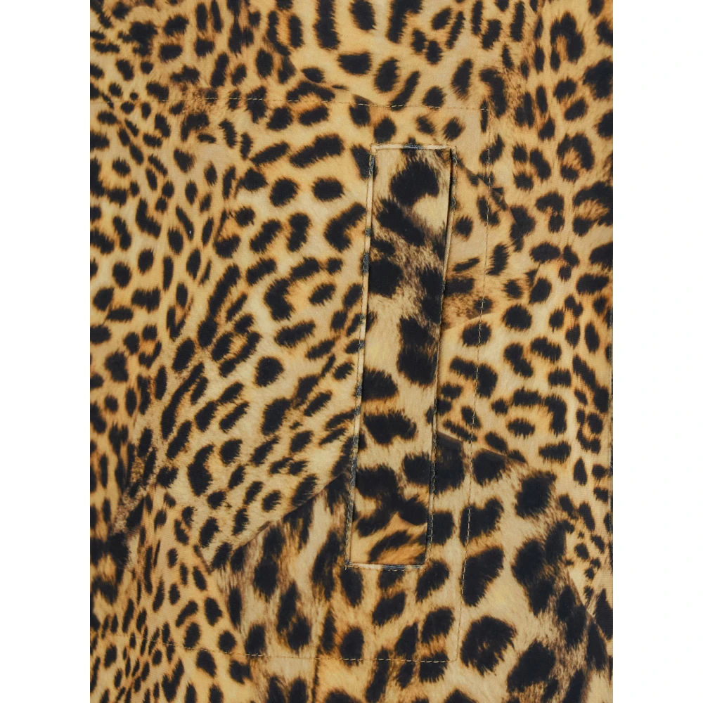 Norma Kamali Luipaardprint Korte Tech Fabric Jurk Brown Dames