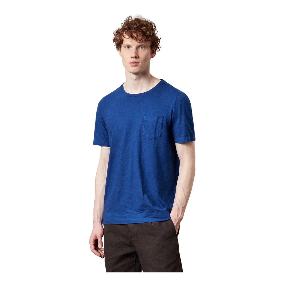 Massimo Alba Katoenen Jersey T-shirt met Borstzak Blue Heren