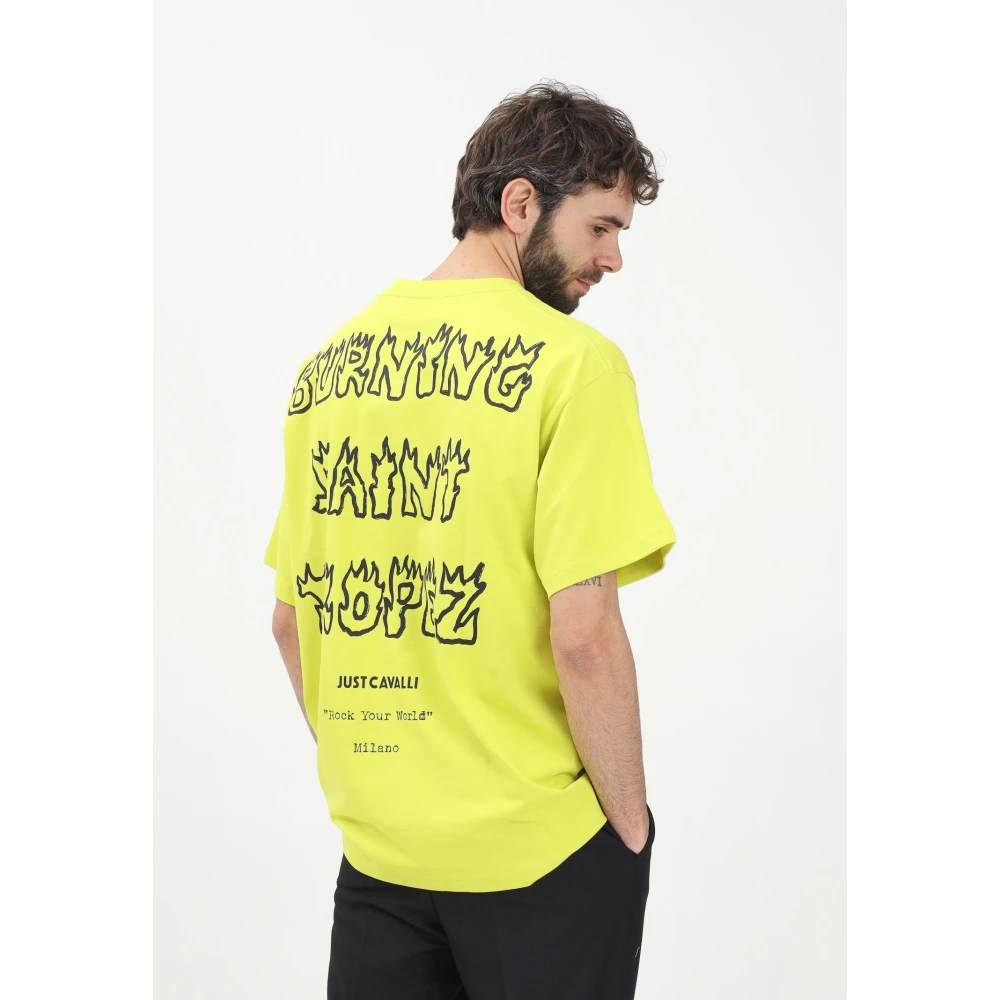 Just Cavalli Levendig T-shirt met korte mouwen Yellow Heren
