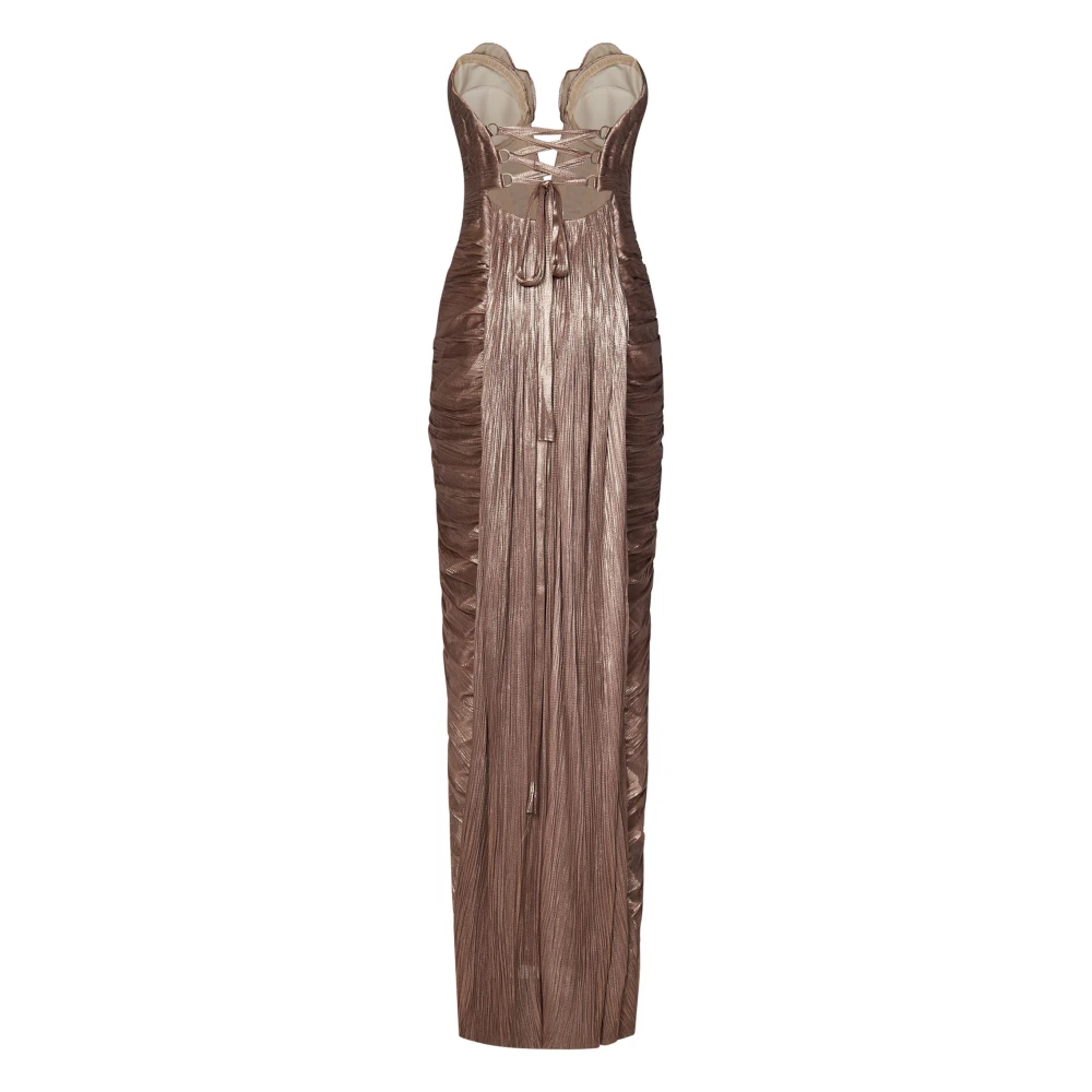 Maria Lucia Hohan Bronzen Zijden Jurk met Hartinzetten Brown Dames