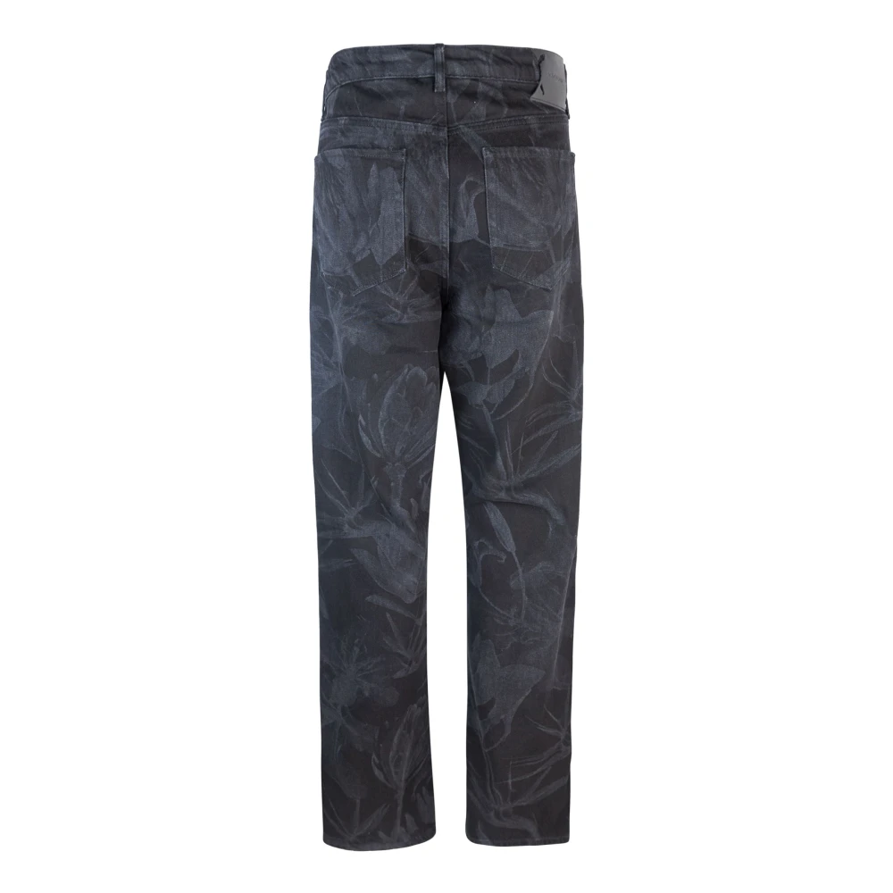 Daily Paper Zwarte Bloemenprint Straight Leg Jeans Black Heren