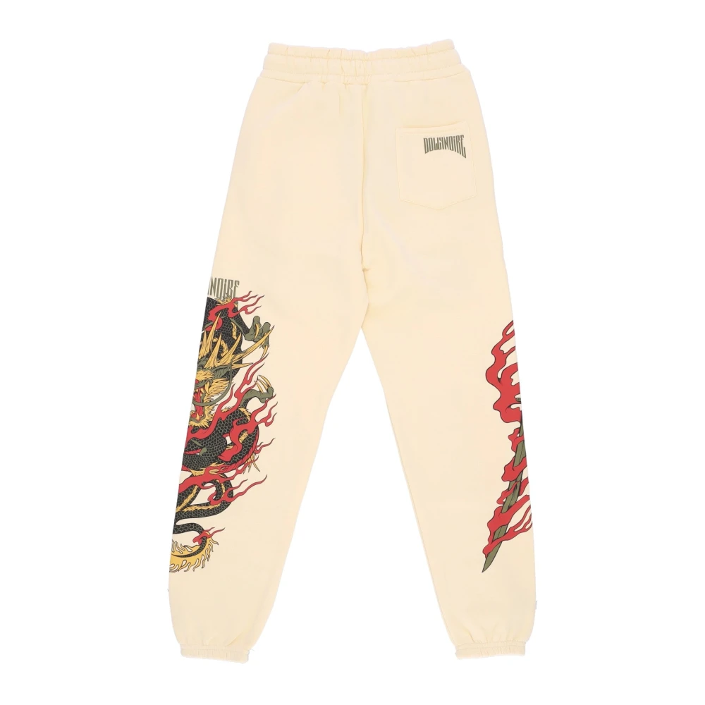 Dolly Noire Draken Sweatpants Beige Fleece Trainingsbroek Beige Heren