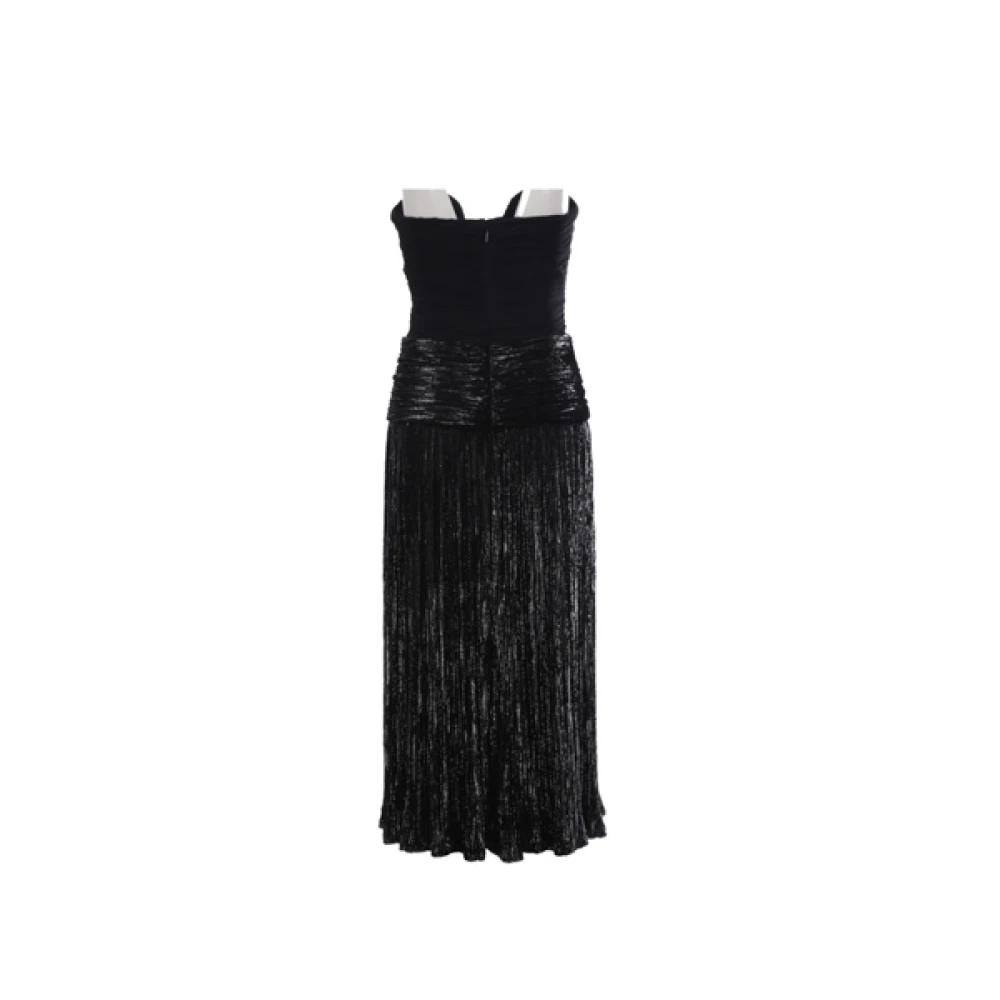 Saint Laurent Zwarte fluwelen lamé bustierjurk met plissé details Black Dames
