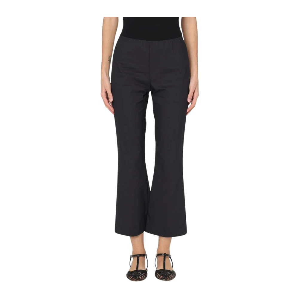 Liviana Conti Women's Black Cropped Flare Trousers