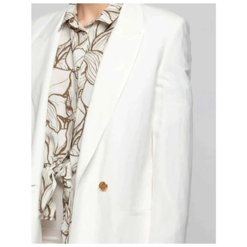 Kocca Elegant Linen Blend Double-Breasted Blazer White Dames