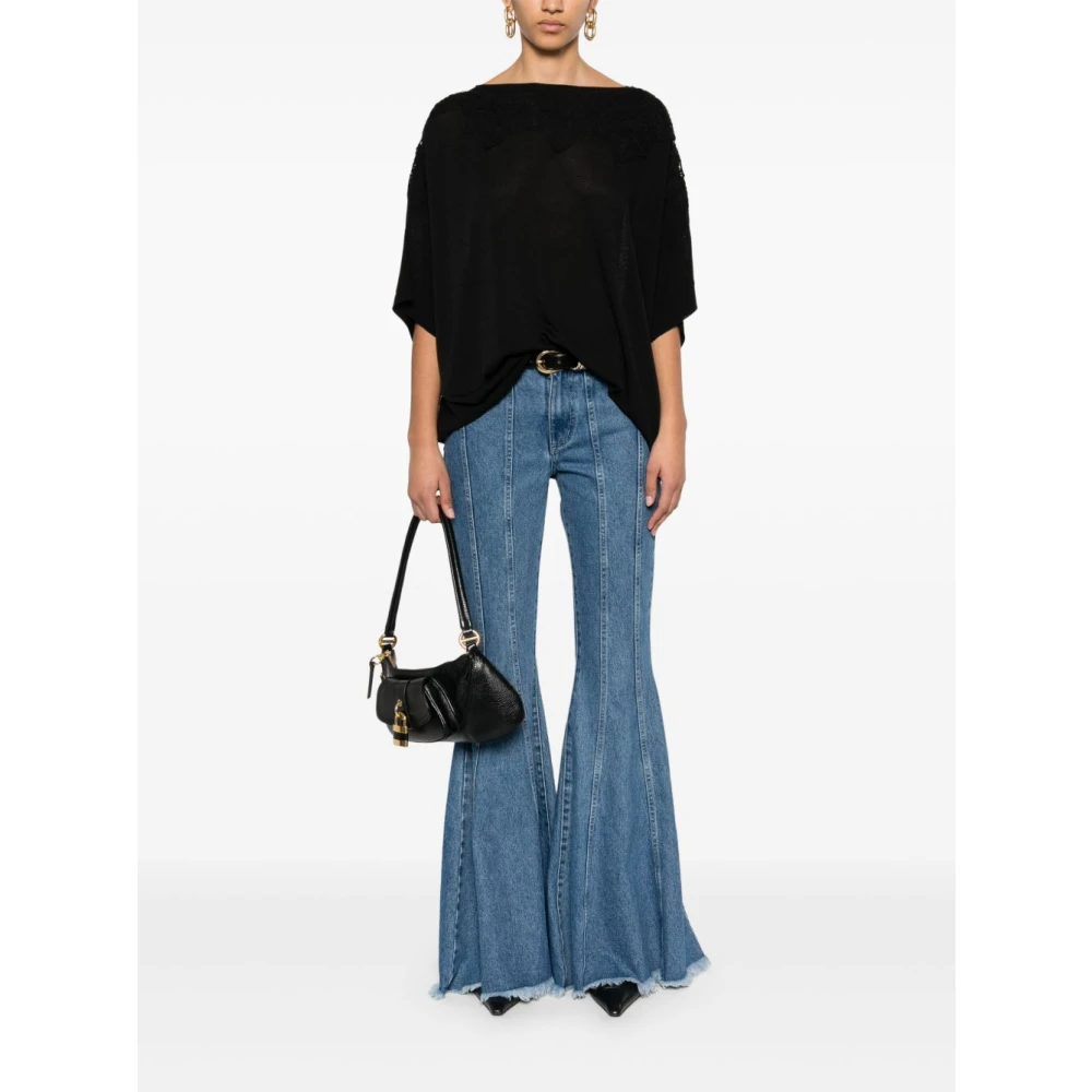 Ermanno Scervino Zwarte Crew Neck Korte Mouwen Trui Black Dames
