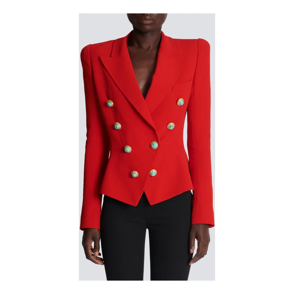 Balmain Slim-fit Crêpe Jas Red Dames