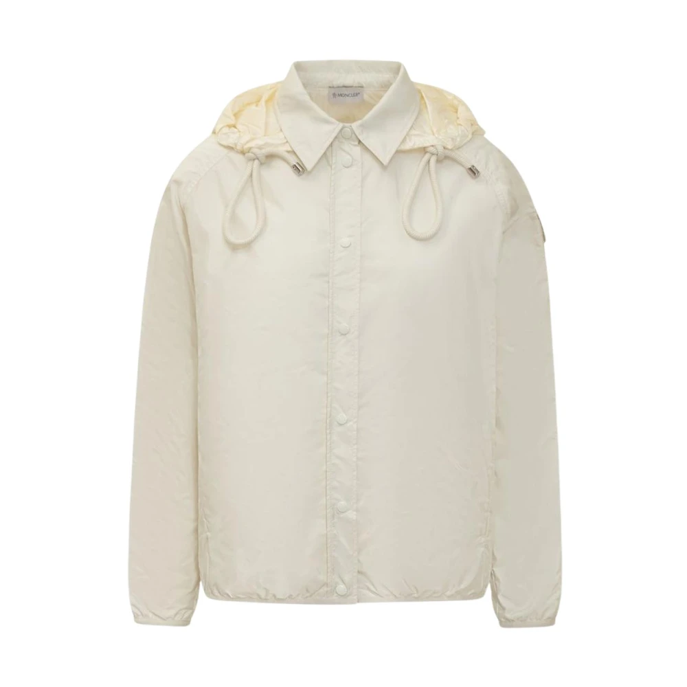 Moncler Women's Beige Light Jackets, Xs, Hooded Shirt Jacket