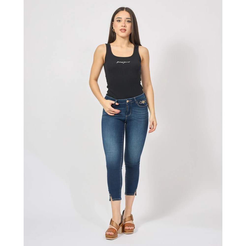 Fracomina Blauwe Cropped Push-Up Jeans Blue Dames