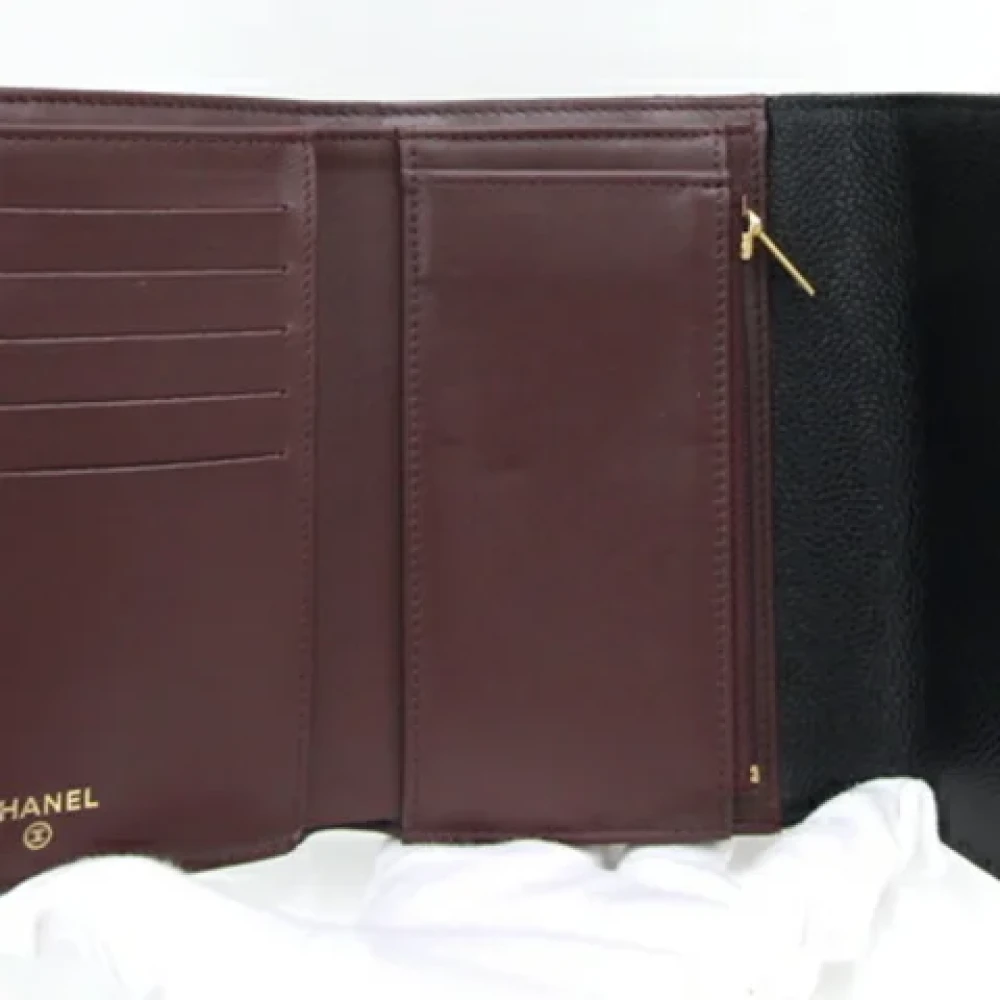 Chanel Vintage Pre-owned Leather wallets Black Dames