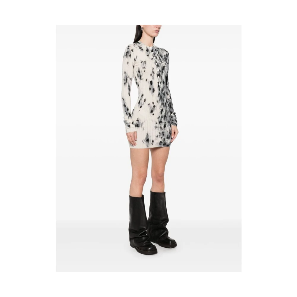 The Attico Witte Geborduurde Logo Lange Mouw Jurk White Dames