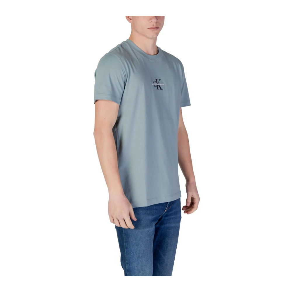 Calvin Klein Jeans Groene Effen Katoenen T-shirt Korte Mouwen Green Heren