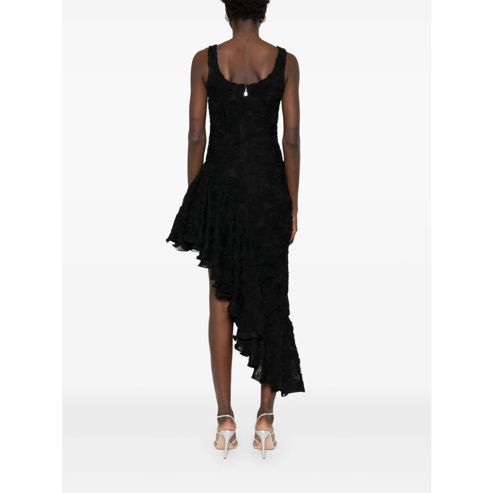 Rotate Birger Christensen Gebloemde Mesh Mini Jurk met Borduursel Black Dames