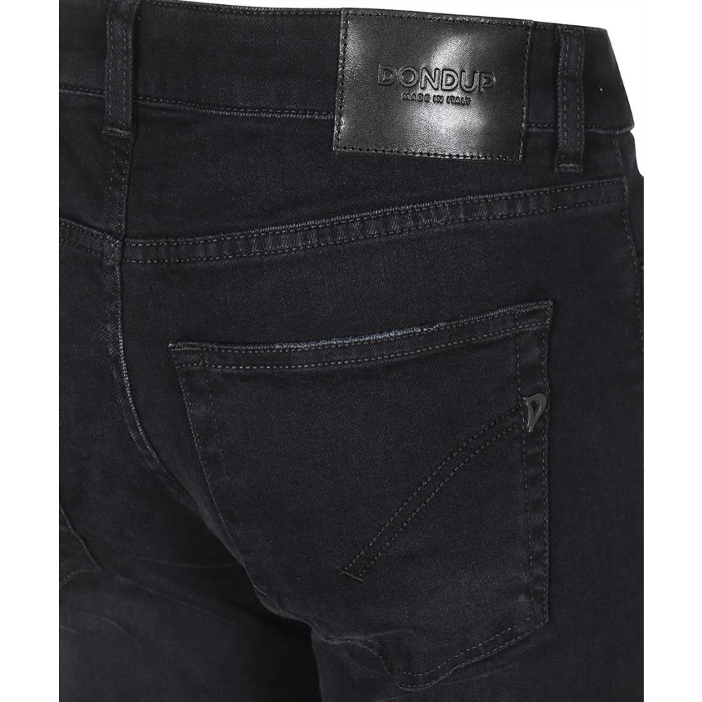 Dondup Bootcut Jeans met Leren Logo Tag Black Dames