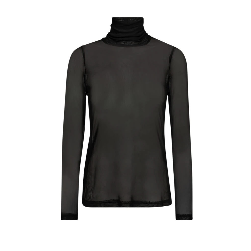 Co'Couture Zwarte Mesh Coltrui Blouse Top Black Dames