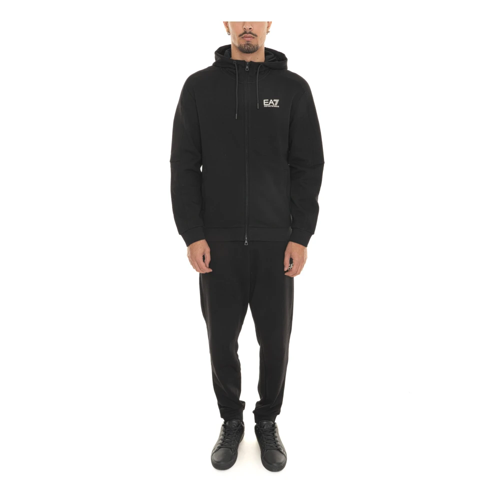 Emporio Armani EA7 Hoodie met rits en logo Black Heren